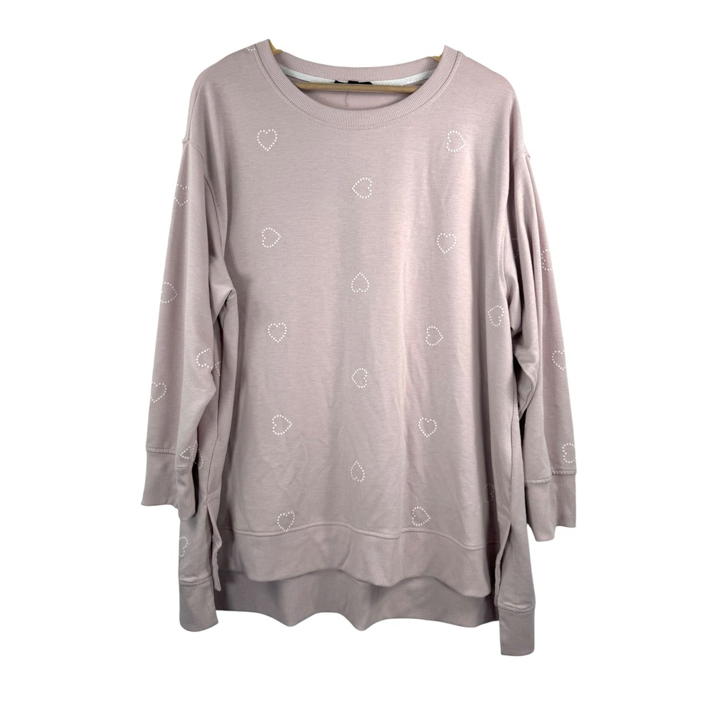 Jane Delancey Super soft 1X Long Sleeve Heart Print Pullover Sweatshirt‎ Top